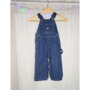Key Baby/ Toddler 24 Month Bib Overalls Blue Snap Legs 100% Cotton